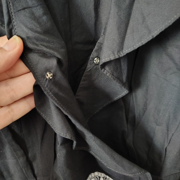 NWT Tommy Hilfiger Black Wrap Dress w/ Embroidered Belt Small - Picture 6 of 15